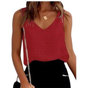 NEW- Red Eyelet Tank Top- Women's M